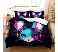 NHASOHEOP Rabbit 3D Printed Duvet Cover Set Bedding Set,Soft Microfiber Pillowcases,Hidden Zipper Quilt Cover Easy Care Comforter Cover for Kids Boys Girls Teens Single（140x200cm）