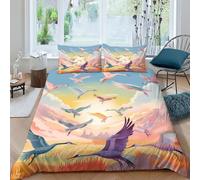 NHASOHEOP Red-crowned Crane Duvet Cover 3 PCS Hotel Quality Quilt Cover Bedding Set Bed Covers with Pillowcases with Zipper Closure Hypoallergenic Soft Breathable Microfiber Double（200x200cm）