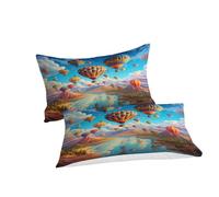 NHASOHEOP Romantic Hot Air Balloon Duvet Cover Set 3 PCS Hotel Quality Quilt Cover Bedding Set Bed Covers with Pillowcases with Zipper Closure Breathable Stylish Comforter Single（140x200cm）