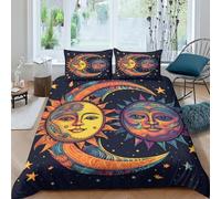 NHASOHEOP Sun, Moon, Stars 3D Printed Duvet Cover Set 3 Pcs Bedding Set,Soft,Pillowcases, Quilt Cover Easy Care Anti-Allergic And Smooth for Kid Teens Boys And Girls Man King（220x240cm）
