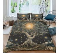 NHASOHEOP Tree of Life Duvet Cover Sets 3 PCS Hotel Quality Quilt Cover Bedding Set Bed Covers with Pillowcases with Zipper Closure Ultra Soft Anti Allergic Microfiber Double（200x200cm）