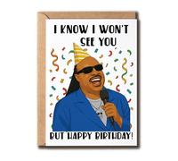 NHBDesigns I Know I Won't See You - Stevie Wonder Themed Card - Hilarious Birthday Card - Humorous Greeting - Birthday - For Fans - Her - Him