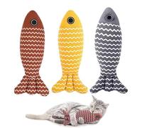NHBETYS 3 Pcs Catnip Toy, Cat Nip Kicker Toy Fish Cat Chew Toys for Indoor Cats Cat Catnip Toys Fish Plush Cartoon Kitten Teething Interactive Toy for Cat Chew Toys for All Breeds