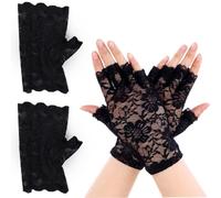 NHCDFA Black Lace Gloves - Gothic & Bridal Accessory, Victorian & Steampunk Style, 1pcs