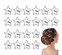 NHCDFA Star Hair Clips - 24 Pcs Hollow Non-slip Metal Snap Barrettes, Silver Wedding Hair Accessories for Women Girls Kids Y2K