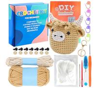 Nhcuijun Crochet Kit for Beginners - Highland Cow Crochet Set with Step-by-Step Video Tutorial, Suitable for Both Adults and Kids. DIY Knitting Supplies (Highland)