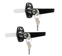 NHDSUO 2 Sets Handle Cam Lock,L-Type Locking Door Handle,Cabinet Handle Lock for Metal Cabinet and Locker Doors,for Outdoor Equipment Cabinet Door&File Cabinets (Black)