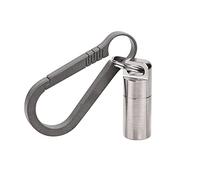 NHDT SW633 Micro Titanium Portable Pill Case Keychain,Mini Pill Holder Keychain, Waterproof Pill Fob for Outdoor Travel Camping(Include a Titanium Keychain Clip and Stainless Steel Necklace)