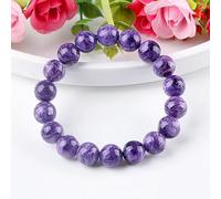 NHDVDVAV 11mm, Handcrafted Charoite Gemstone Bracelet,Natural Real Crystal Beaded Bracelets,Round Shape Beads Stretch Bracelets for Women Men,Purple