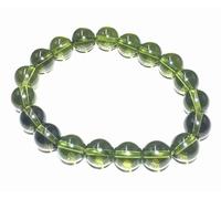 NHDVDVAV 12mm, Natural Green Crystal Czech Meteorite Bracelets for Unisex, Handmade Elastic Healing Crystal Gemstone Bracelet Yoga Gift for Men Women