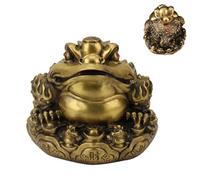 NHDVDVAV 9.5x9.5x9cm, Chinese Copper Money Frog Figurine,Feng Shui Toad Sculpture Craft, Lucky Money Frog Toad Statue Attract Wealth Business Gift Home Office Decoration