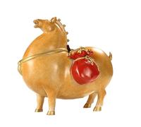 NHDVDVAV Brass Horse Statue - Wealth Lucky Cute Fat Horse Figurine, Handmade Tang Dynasty Style Home Office Decor for Housewarming & Business Gift,B,13.5 * 9 * 12cm