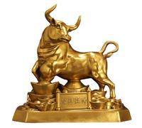 NHDVDVAV Brass Wall Street Bull Statues,Feng Shui Bull Art Sculpture,Copper Ox Figurines for Symbol of Bullish Fortune,Home Office Decor,Prosperity Gift,18.5 * 10 * 18.5cm
