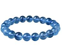 NHDVDVAV Handmade Natural Gemstone Stretch Bracelet,Aquamarine Blue Crystal Beaded,Healing Crystal Round Stone Beads Jewelry Gifts for Women Men,7mm