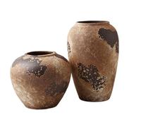 NHDVDVAV Handmade Rustic Vase,Wabi Sabi Pottery Ceramic Vase for Home Decor,Brown Farmhouse Pottery for Home Decor, Living Room, Shelf Decor, Enterway, Wedding,2pcs