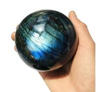 NHDVDVAV Natural Labradorite Crystal Balls Real Crystal Ball Decor for Home Office Décor, Healing Energy Stone, Spiritual Gift for Meditation & Protection,90mm