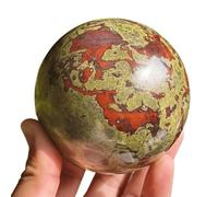 NHDVDVAV Natural Polished Dragon Blood Stone Sphere,Green Gemstone Decorative Orbs,Healing Quartz Crystal Ball Meditation Witchcraft Home Decor,60~65mm