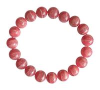 NHDVDVAV Natural Rhodochrosite Bracelet For Women,Red & White Striped Beaded Bracelets,Round Healing Stone Elastic Jewelry for Daily Wear,8mm
