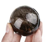 NHDVDVAV Natural Smoky Quartz Crystal Sphere - Polished Stone Ball on Stand -Crystal Mineral Specimens -Home and Office Wealth-Gathering Ornaments