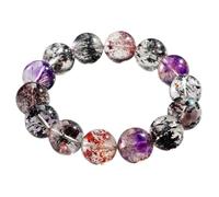 NHDVDVAV Natural Super Seven Crystal Bracelet Handmade Crystal Stone Beads Craft Stretchy Bracelet Birthday Valentines Christmas Jewellery Gifts,12mm