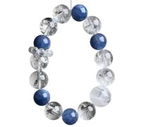 NHDVDVAV Natural White Quartz & Blue Kyanite Bracelet,Fashionable Single Circle Crystal Bracelet for Women,Simple Beaded Jewelry Gemstone Gifts