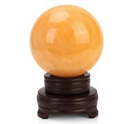 NHDVDVAV Natural Yellow Jade Feng Shui Crystal Ball,Beige Jade Raw Stone Polished Sphere for Wealth & Luck,Gemstones Sphere for Display Office Room Decor,13cm