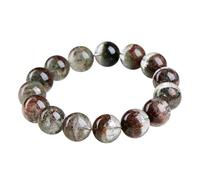 NHDVDVAV Premium Red & Green Phantom Crystal Bracelet,Natural Healing Quartz Bracelets,Round Bead Crystal Stretch Jewelry for Prosperity & Harmony,11~11.8mm