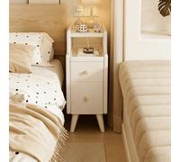 NHDVDVAV Vintage Narrow Nightstand for Bedroom,Solid Wood Small Bedside Table with Storage Drawers, Slim Side Table for Small Spaces, Living Room,B,20cm