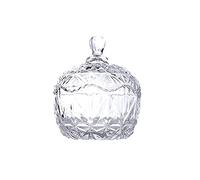 NHEISSCF Sugar Bowl Clear Glass Candy Dish with Lid Crystal Bowl Biscuit Containers Jar Decorative Jewelry Storage Case(B)