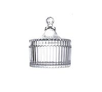 NHEISSCF Sugar Bowl Clear Glass Candy Dish with Lid Crystal Bowl Biscuit Containers Jar Decorative Jewelry Storage Case(C)