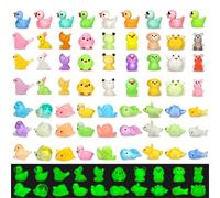 Nhemeylp 100 PCS Mini Resin Animals Luminous Mini Animals Miniature Figures Glow in the Dark for DIY Garden Landscape Dollhouse Party Potted Decor Micro Landscape Aquariums Party Decoration