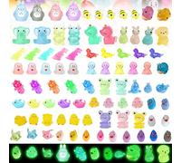 Nhemeylp 100 PCS Mini Resin Animals Mixed Luminous Mini Animals Miniature Figures Glow in the Dark for Aquarium Dollhouse Miniature Garden Craft Pot Decorations