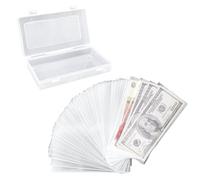 Nhemeylp 100PCS Penny Sleeves with Storage Container, Hard Plastic Pound Money Bags, Waterproof Currency Money Wallets for Saving, Clear Waterproof Bill Display Cases, 6.7"x3.4"