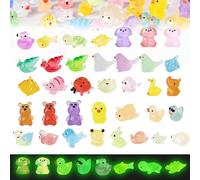 Nhemeylp 120 PCS Mini Resin Animals Mixed Luminous Mini Animals Colourful Miniature Figures Glow in the Dark for Aquarium Dollhouse Miniature Garden Craft Pot Decorations