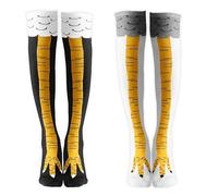 Nhemeylp 2 Pair Chicken Leg Socks Funny 3D Cartoon Chicken Socks Novelty Crazy Chicken Feet Socks Knee Thigh High 3D Animal Socks Casual Leg Socks for Women Men Chicken Gifts (White & Black)