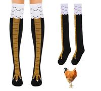 Nhemeylp 2 Pair Chicken Legs Socks,Novelty Funny Crazy Socks 3D Cartoon Animal Socks,Womens Mens Knee-High Socks Funny Gifts