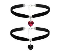 Nhemeylp 2PCS Black Choker, Heart Velvet Necklace for Women, Adjustable Goth Choker, Classic for Halloween Cosplay Party