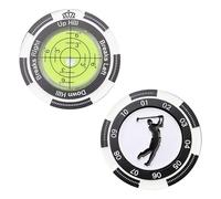 Nhemeylp 2PCS Golf Ball Markers, Golf Ball Marker for Putting Green with High Precision Reading Aid, Level Head Golf Marker With Bubble Level, Golf Accessories for Men Women (Pattern 1)