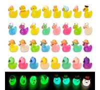 Nhemeylp 32 Pack Mini Luminous Resin Ducks Unique Cute Shape Tiny Ducks, Little Animals Figures for Garden Aquarium Landscape Dollhouse Decor