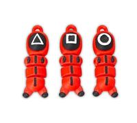 Nhemeylp 3Packs Red Soldier Dolls for Decoration 3D Printed Mask Figure Triangle Square Circle Guard Keychain Charm Toy Emotional Support Cheer Up Keepsake Gift for Friends, Women, Student, Christmas