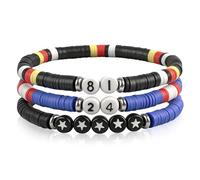 Nhemeylp 3PCS Heated Rivalry Merch Beaded Bracelets, 24 & 81 Friendship Bracelet for Men Womens, Couples Bracelets Birthday Party Friendship Gifts for TV Show Fans Decor (18cm/7.1in)