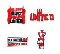 Nhemeylp 4PCS Shoe Charms, Cartoon Football Shoe Decoration Charms for Men Women, Boys & Girls Sandal Accessories, Football Gift Party Souvenirs Hobbyist Collection (Manchester United)