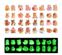 Nhemeylp 50 PCS Mini Resin Kapybara Luminous Mini Resin Animals Miniature Figures Glow in the Dark for DIY Garden Landscape Dollhouse Party Potted Decor Micro Landscape Aquariums Party Decoration