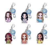 Nhemeylp 6PCS Kpop Cute Keychain, Acrylic Cartoon Keyring with K-pop Girl Group, Anime Keychains Keyrings for Women Men Backpack Pulse Key, Kpop Merch Gifts for Music Lovers EYEKONS (Lightstick)