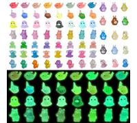Nhemeylp 72 PCS Mini Resin Animals Mixed Luminous Mini Animals Colourful Miniature Figures Glow in the Dark for Aquarium Dollhouse Miniature Garden Craft Pot Decorations