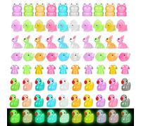 Nhemeylp 80PCS Mini Resin Animals, Glow-in-the-Dark Mini Figures, Tiny Decorative Animals for Garden, Home, Landscape Miniature Theme Decorations and Party Bag Toys (80PCS)