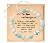 Nhemeylp Anxiety Bracelet for Women, Natural Stone Crystal Bracelet Adjustable Healing Bracelets for Women with Inspirational Card, Birthday Gifts for Women Women Teen Friends Christmas, Geen