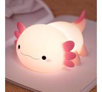 Nhemeylp Axolotl Night Light, Cute Axolotl Light for Kids with Dimmable, Soft Silicone Nursery Lamp Rechargeable, Pink Axolotl Gifts for Kids Room Bedside Decor