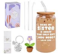 Nhemeylp Birthday Gifts for Her, 17oz Glass Coffee Cup with Gift Box, Complete Pamper Gift Set Friend Presents for Women, Thank You Retirement Congratulations Basket for Mum Sister Wife