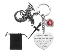 Nhemeylp Fourth Merch Wing Dragon Keychain with Sword and Red Heart Pendants, 4th Wing Dragon Keyring Book Lover Gifts for Fans Teen Girls